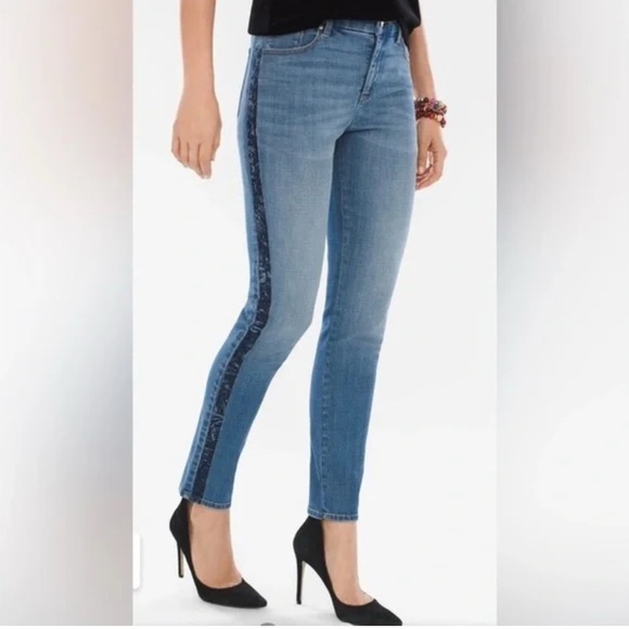 Chico’s So Slimming Velvet Side-Seam Girlfriend Ankle Jeans size 28 waist - Picture 1 of 9